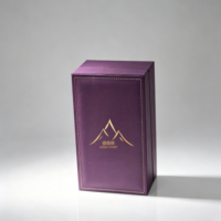 Boîte de présentation de parfum verticale en cuir PU avec bordure cousue de couleur violet foncé, chic et élégante, boîte d'emballage de parfum personnalisée