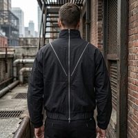 Blouson Bomber Techwear Homme Personnalisé Multi-Zip, Coupe-Vent Asymétrique à Fermeture Éclair, Veste Cargo Lourde Style Streetwear