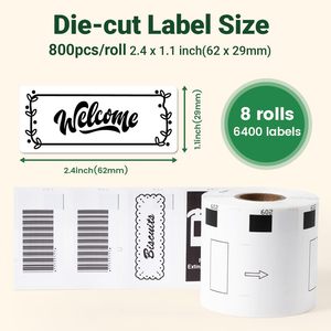 Etiquetas de Papel Blanco Sin Recubrimiento Compatibles con Brother DK-1209 (1.1 x 2.4), para Impresoras de Códigos de Barras y Direcciones, <span class=keywords><strong>QL</strong></span>-600, <span class=keywords><strong>QL</strong></span> 810w, <span class=keywords><strong>QL</strong></span> 820NWB - Product Image 3