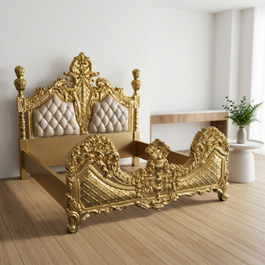 <b>Antique</b> Royal Luxury Hand-Carved Solid Wood Wedding <b>Bed</b> Custom Premium Bedroom Furniture INDIAN FABRICS 5-Year Warranty - Product Image 5