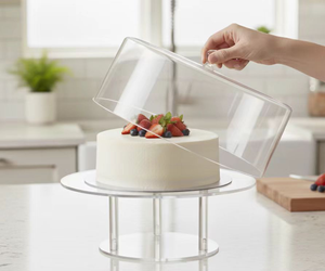 Yuvarlak Şeffaf Akrilik Servis Kek Kutusu <span class=keywords><strong>Stand</strong></span>ı, Kapaklı, Ev Dekorasyonu, Düğün, Doğum Günü Partisi İçin - Product Image 1