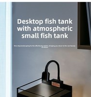 Akuarium Ikan Angelfish Sudut Kanan Ultra Jernih Modern JSD Latar Belakang Hitam 93% Transmisi Cahaya Kotak Lampu LED Ruang Belajar Kamar Tidur Meja