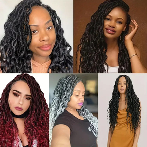 Commercio all'ingrosso della fabbrica Nu Locs con estremità ricci <span class=keywords><strong>capelli</strong></span> sintetici intrecciati dea Locs uncinetto <span class=keywords><strong>capelli</strong></span> ricci finti Locs uncinetto <span class=keywords><strong>capelli</strong></span> ondulati - Product Image 6