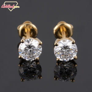 Boucles d'oreilles en diamant de laboratoire rond blanc de 2 carats IGI DEF VVS1 plaqué or jaune 14 carats Goldleafgem, bijoux pour femmes - Product Image 4