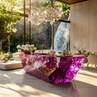 Table basse de salon en acrylique transparent lumineux, style nordique moderne, design artistique, luxe léger