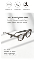Monture de lunettes arrondie, protection contre la lumière bleue, verres PC haute définition, prêts pour la prescription, lunettes résistantes en TR