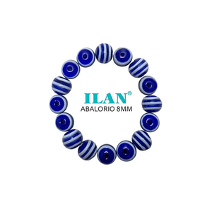 Perline blu a strisce Ilan Abalorio da 8 mm per la creazione di gioielli - Product Image 2