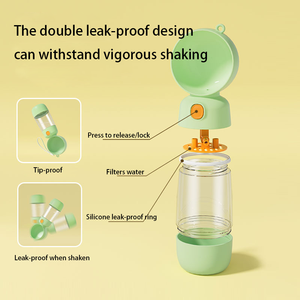 Accesorios para mascotas PP perro portátil 2 en 1 botella de agua para mascotas de plástico de grado alimenticio ecológica con botón de un toque flujo de agua fácil - Product Image 6