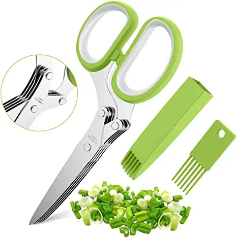 Multi-layer cut green onion vegetable scissors five-layer office shredded paper scissors stainless steel herb scissors