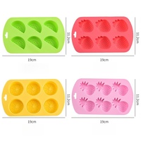 PULI 6 trous en forme de fruit multicolore chocolat bonbons moule Silicone fraise citron ananas glaçons outils décoratifs