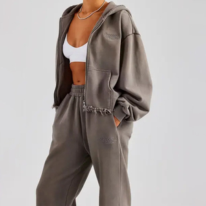 New Style Embroidery Logo <b>Sweat</b> Suits Hoodie Tracksuits Streetwear 100% Cotton Unisex Oversized Sweatpants and Hoodie <b>Sets</b> - Product Image 1