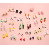 2022 Hot Sale Rainbow New Acrylic Plastic Fruit Kid Girl Stuff Custom Cartoon Colorful Apple Resin Jewellery Drop Earring Set