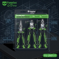 FUMETAX Lot de 3 pinces en chrome vanadium à bec long, combinées et coupantes diagonales, avec poignée ergonomique