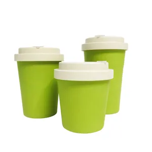 250毫升可重复使用的实用生态竹纤维咖啡杯有盖和套筒定制标志