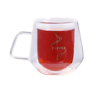 Tái Sử Dụng Đôi Tường Rõ Ràng Glass Coffee Tea Mug Với Xử Lý Tùy Chỉnh Glass Cappuccino Ly