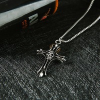 Neue Christliche Bernstein-Bambus-Kette Herren-Halskette Punk-Stil Legierung Kreuz-Anhänger Schmuck