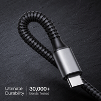 Cable de Carga Rápida USB Tipo-C de 60W, 2M/6 pies, Trenzado de Nailon Resistente, Conductor de Cobre Puro, PD para Computadora, Impresora y Auriculares
