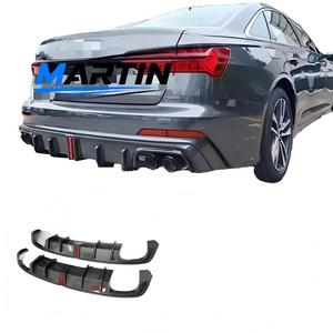 Lèvre arrière en fibre de carbone modifiée avec feux et découpes pour échappement, compatible Audi A3 S3 A4L A5 A6L A7 S4 <span class=keywords><strong>S6</strong></span> - Product Image 1