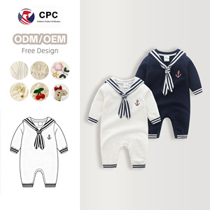 Tutina per Neonato <span class=keywords><strong>Maschio</strong></span> in Maglia di Cotone, Nuovo Stile Primavera Autunno Inverno, Body Stile College, <span class=keywords><strong>Abbigliamento</strong></span> per Neonati - Product Image 1