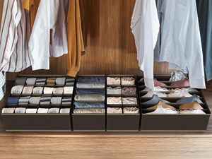 Lot de 4 organiseurs de tiroirs pour chaussettes et sous-vêtements, séparateurs pliables en tissu pour commodes et placards, et bacs de rangement pour vêtements de bébé - Product Image 6