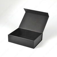 Boîte en papier pliable magnétique noire de luxe sur mesure avec logo pour produits électroniques, emballage cadeau pour écouteurs