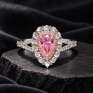 Anello a doppio strato a forma di goccia rosa per donna, design avvolgente, anello da indossare ogni giorno - Product Image 3