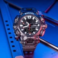 Jam Tangan Digital LED Sport SMAEL 8053 Warna-warni TPU Akrilik Fitur Stopwatch Alarm Bercahaya Tahan Air 50 Bar Mesin Quartz Jepang
