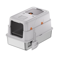 Litière pour chat carrée en acier inoxydable, entièrement fermée, ultra-grande taille, désodorisante, anti-éclaboussures, en plastique ABS, modèle très vendu