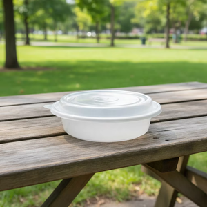 Boîte alimentaire ronde jetable en plastique PP Hacamy avec couvercle, compatible micro-ondes, pour la préparation des repas, le transport et la livraison - Product Image 1
