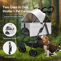 Poussette portable pour animaux de compagnie avec panier amovible pour petits chiens et chats, pliage à une main, fenêtre panoramique, landau de voyage OEM