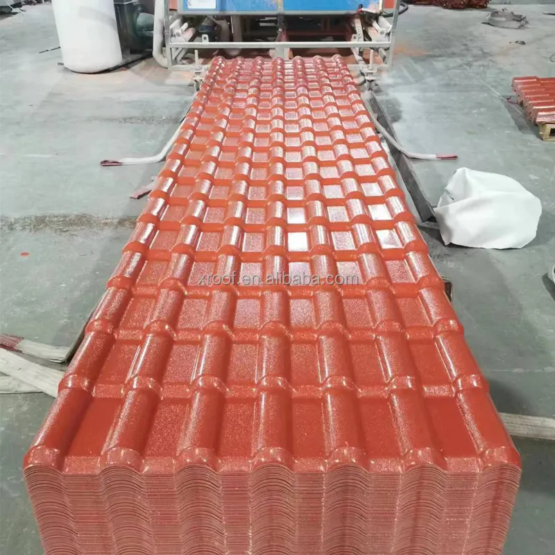Yapı malzemeleri ASA kabartma 1050mm telha pvc koloni tejas para techo PVC çatı levhası İspanyolca sentetik reçine çatı kiremiti