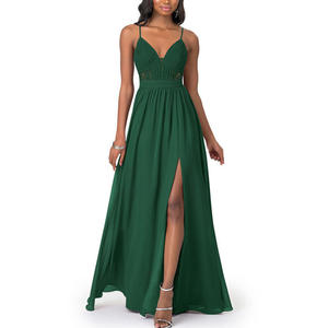 Abito estivo traspirante personalizzato con scollo a v senza maniche pieghettato a-line Split Maxi Dress da donna elegante pieghettato da sera l <span class=keywords><strong>Dre</strong></span> - Product Image 6