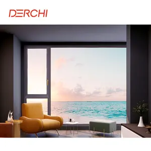 DERCHI NFRC modern design outward opening waterproof aluminum casement windows with safety rope