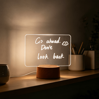 Tableau de messages en acrylique transparent effaçable, cadeau créatif DIY, lumière de nuit LED 3D réinscriptible avec surligneur gratuit