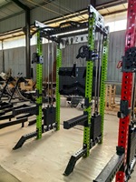 Máquina Smith Comercial Multifuncional 3 en 1 con Rack de Potencia y Cable Crossover, Pila de Pesas de Acero de 140 kg para Gimnasio, Fitness y Culturismo