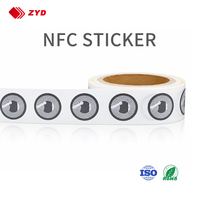 Étiquette NFC anti-métal NTAG213 13,56 MHz ISO14443A, étanche, imprimable, 25 mm, logo personnalisé pour le suivi des actifs métalliques et l'identification des équipements