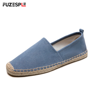 Zapatos planos de lona azul polvo para hombre, mocasines ligeros y transpirables de yute tejido, alpargatas casuales sin cordones, zapatos de verano. - Product Image 1