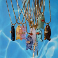 Zooying océan Animal été plage en acier inoxydable boîte chaîne pierre naturelle poisson pendentif collier pour les femmes