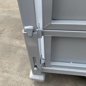 Bac de stockage pliable robuste en acier pour entrepôt, conteneur de manutention métallique à panneaux solides - Product Image 5