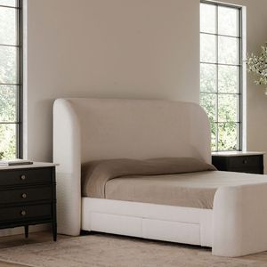 Cama Moderna Tapizada con Cajones de Almacenamiento, Estructura de Madera Sólida, Cabecero con Orejeras, <span class=keywords><strong>Camas</strong></span> de Tela y Madera para Dormitorio - Product Image 6