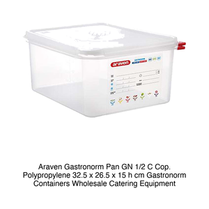 Contenedor de Alimentos de Polipropileno GN 1/2, 32.5 × 26.5 × 15 h cm, con Tapa, -40/+95 ° C Araven - Product Image 2