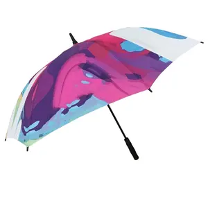 Guarda-chuva de golfe para golfe, guarda-chuva preto UV de 27" com alça metálica para esportivos grandes e fortes de fibra de vidro completa