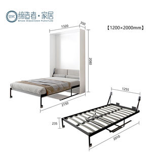 Letto pieghevole invisibile in legno combinazione armadi Multi funzionale armadio scrivania libreria parete Murphy letto con doppia scrivania completa - Product Image 6