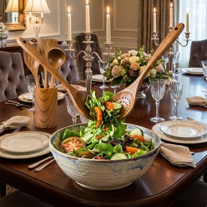 Set <span class=keywords><strong>di</strong></span> Utensili da Cucina in <span class=keywords><strong>Legno</strong></span> GL per Pentole Antiaderenti, Cucchiai e Spatole in <span class=keywords><strong>Legno</strong></span> per Cucinare, Forchetta da Insalata - Product Image 5