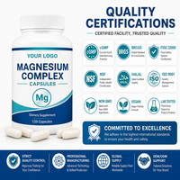 Capsules de magnésium complexe à base de citrate d'oxyde végétarien et de glycinate de magnésium, marque privée OEM