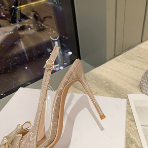 Chaussures à talons sexy pour femme avec bride arrière en strass, style fantaisie, 10CM/8CM/6CM, pour mariage et soirée - Product Image 4