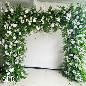 SPR שושבינות זר פרחים משי ורד פאנל במה רקע קיר פרחי חתונה מלאכותי לקישוט