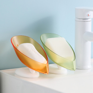 Bathroom Shower Soap Tilt Storage <b>Drying</b> <b>Rack</b> Plate Tray Non-slip Portable Leaf Shape Soap Dish Holder - Product Image 5