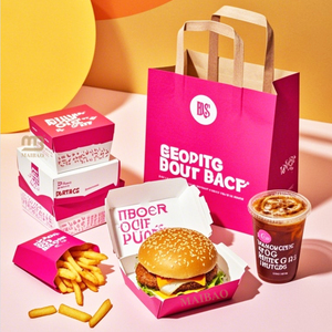 Boîte à emporter pour frites de couleur rose, emballage pour restauration rapide, boîte à emporter jetable pour déjeuner, boîte à hamburger, boîte à poulet frit, contenant alimentaire en papier - Product Image 2