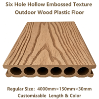 Planche de terrasse composite gaufrée 6 trous creux en bois-plastique, longueur et couleur personnalisables pour patio, jardin, terrasse 4000x150x30mm